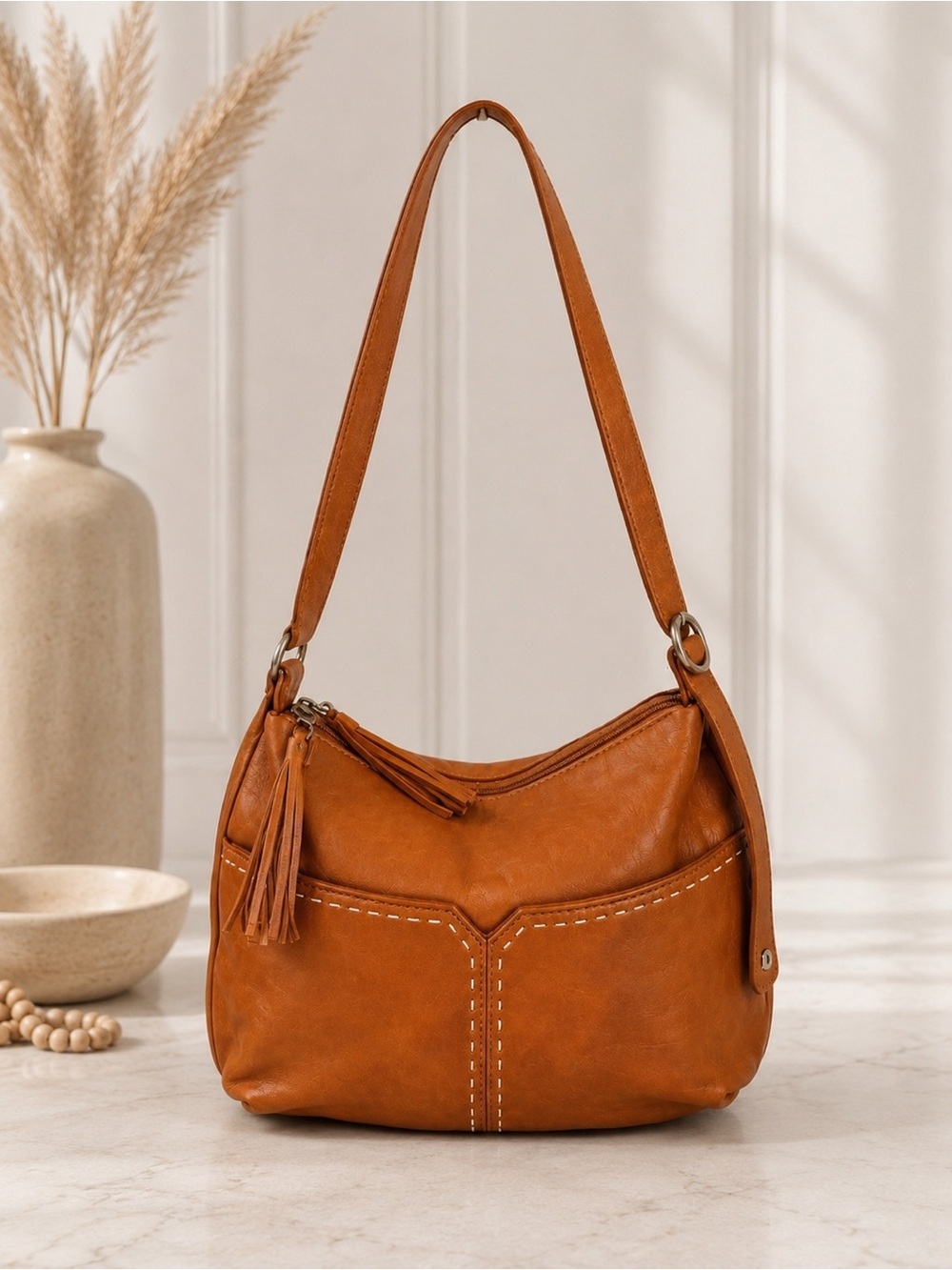 Sigrid Olsen Brown Leather Slouchy Hobo Shoulder Bag